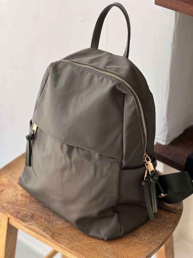 Nylon Backpack With External Pocket