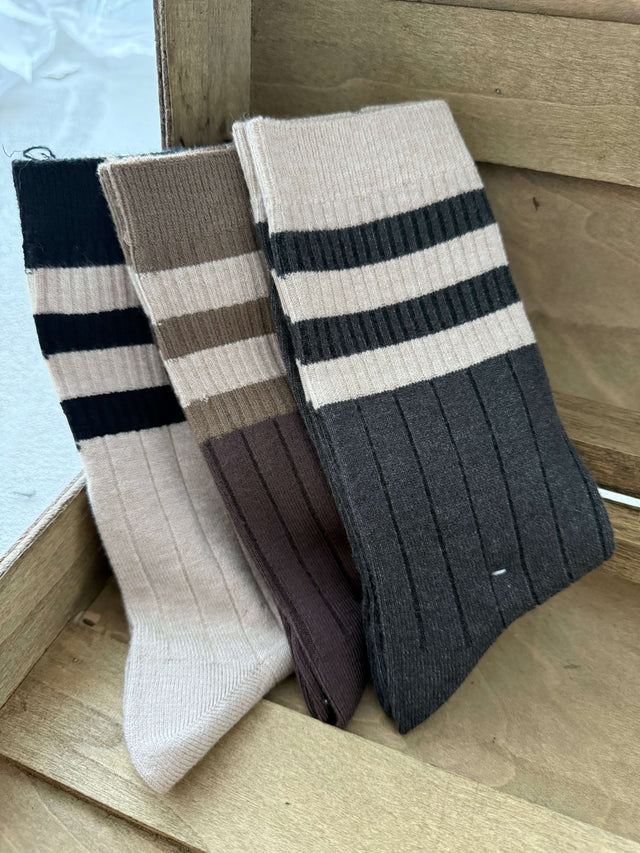Pack 3 Chaussettes Thermiques Côtelées À Rayures