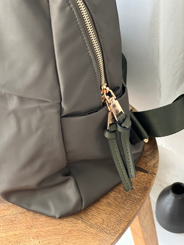 Nylon Backpack With External Pocket