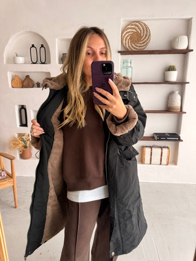 Manteau ajustable avec fourrure