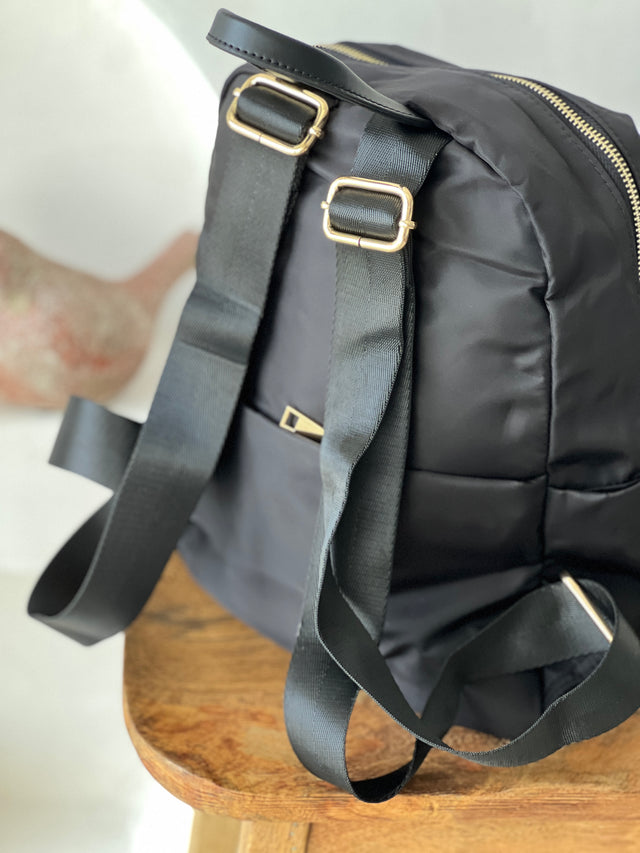 Nylon Backpack With External Pocket
