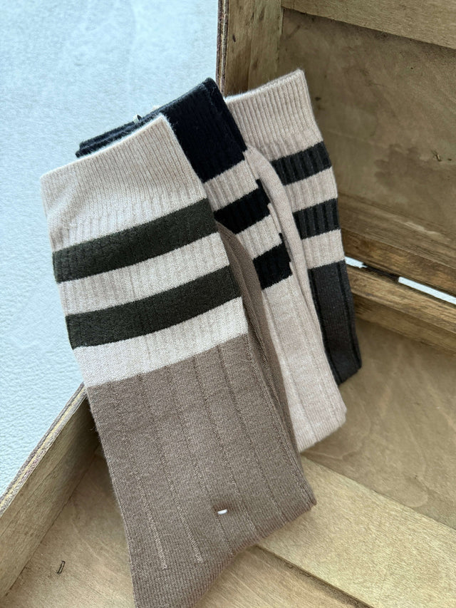Pack 3 Chaussettes Thermiques Côtelées À Rayures