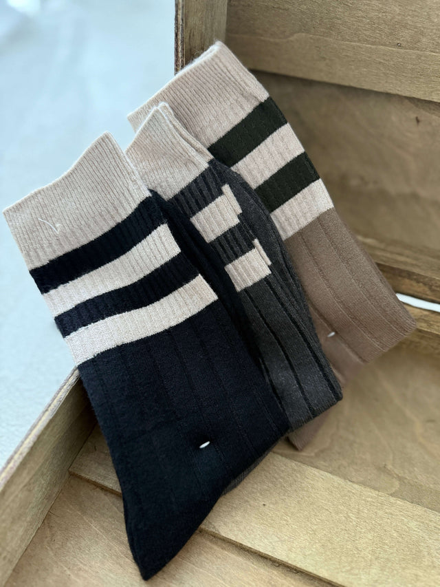 Pack 3 Chaussettes Thermiques Côtelées À Rayures