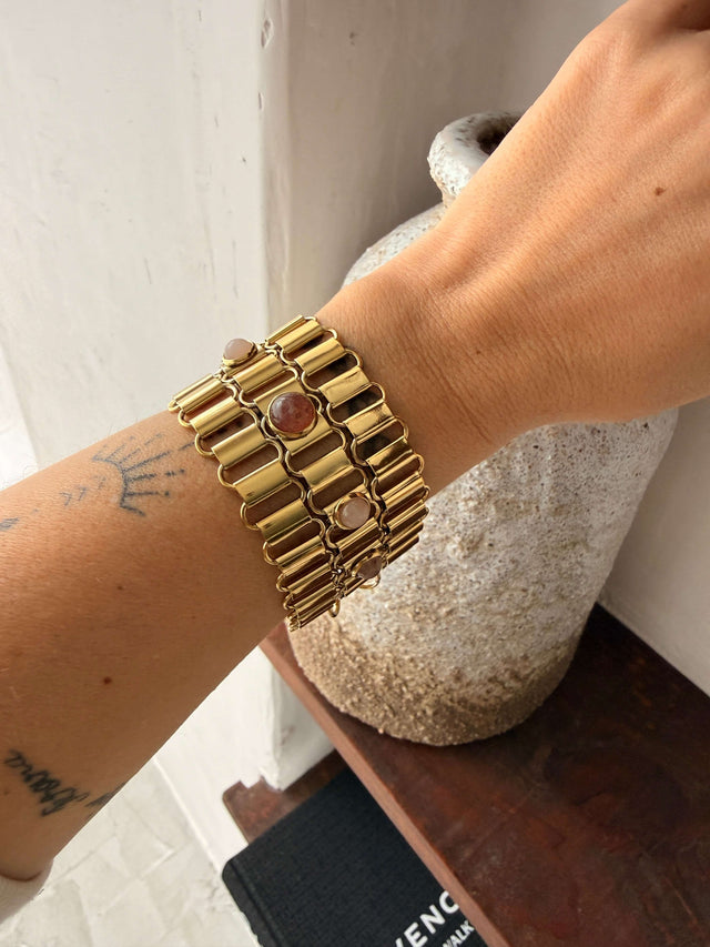 Wide Bracelet with Stones