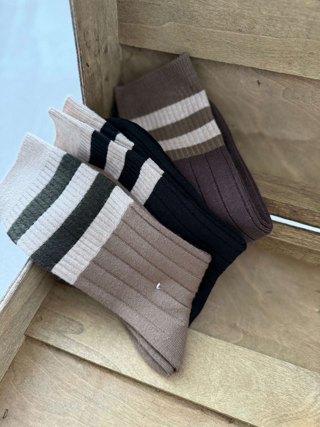 Pack 3 Chaussettes Thermiques Côtelées À Rayures