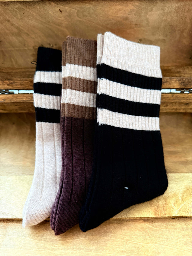 Pack 3 Chaussettes Thermiques Côtelées À Rayures