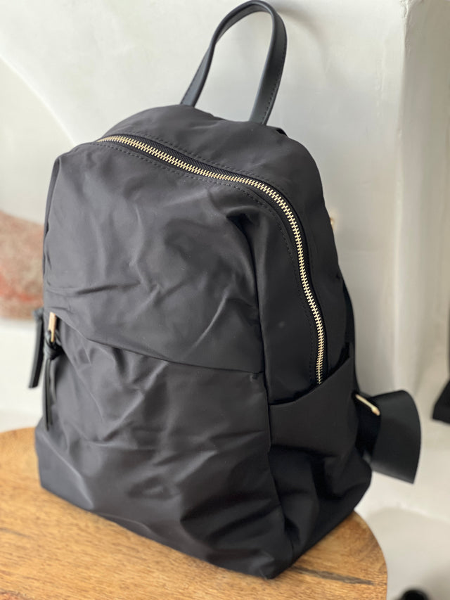 Nylon Backpack With External Pocket