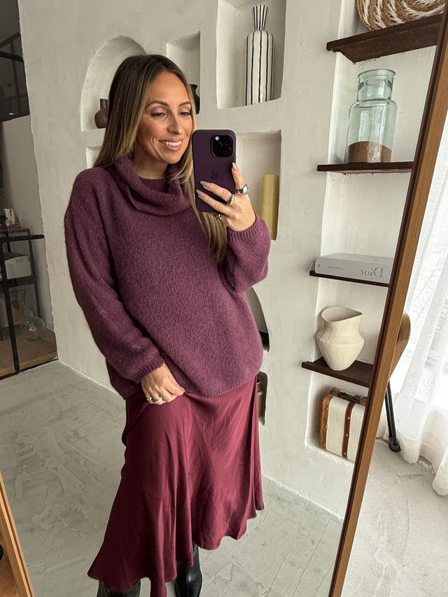 Camisola em Malha Com Gola Larga
