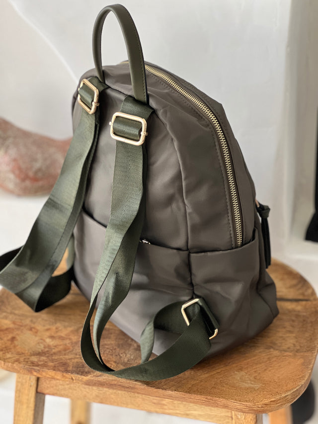 Nylon Backpack With External Pocket