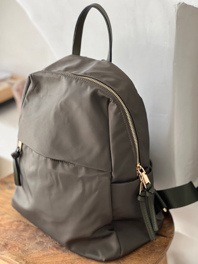 Nylon Backpack With External Pocket