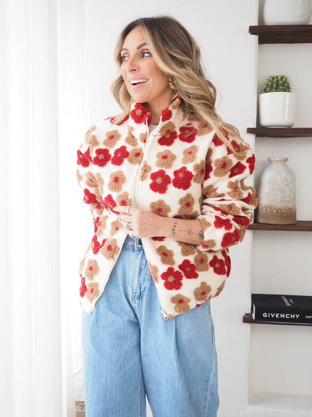 blouson aviateur à fleurs