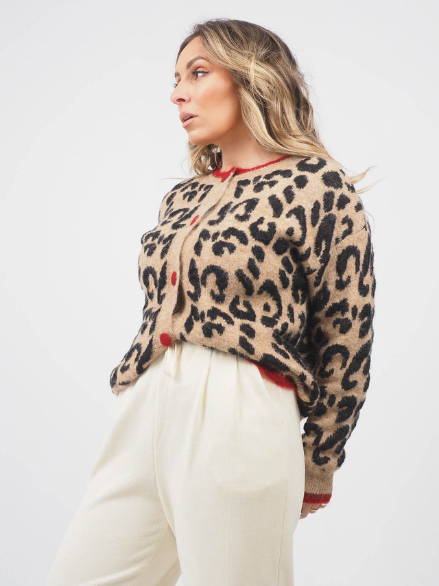 Casaco de Malha Animal Print