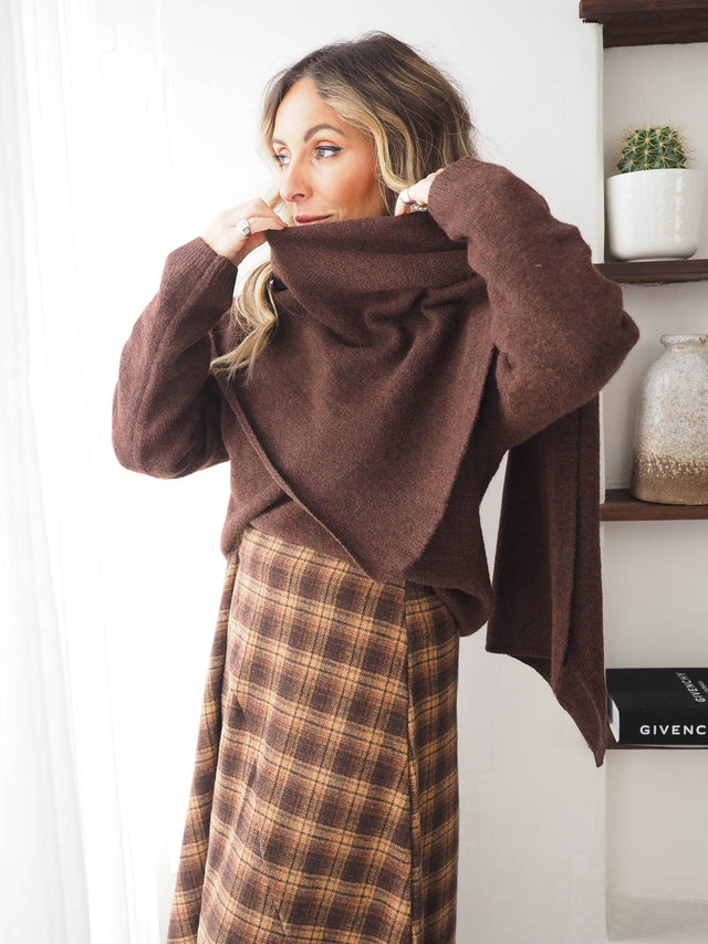 Camisola de Malha Com Cachecol