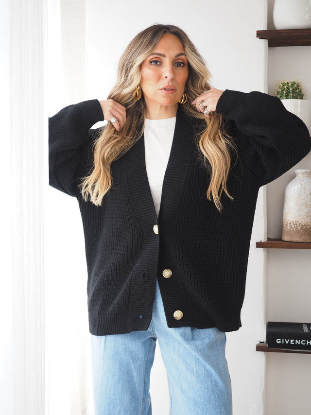 Casaco de Malha Oversized Botões