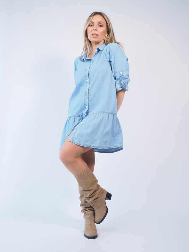 Vestidos: Vestido de Ganga - Black Peach - Black Peach: 34.00 € | Cor / Color: azul | Tamanho / Size: S, M, L, XL, 2XL - Black Peach® - Primavera Verão 2024