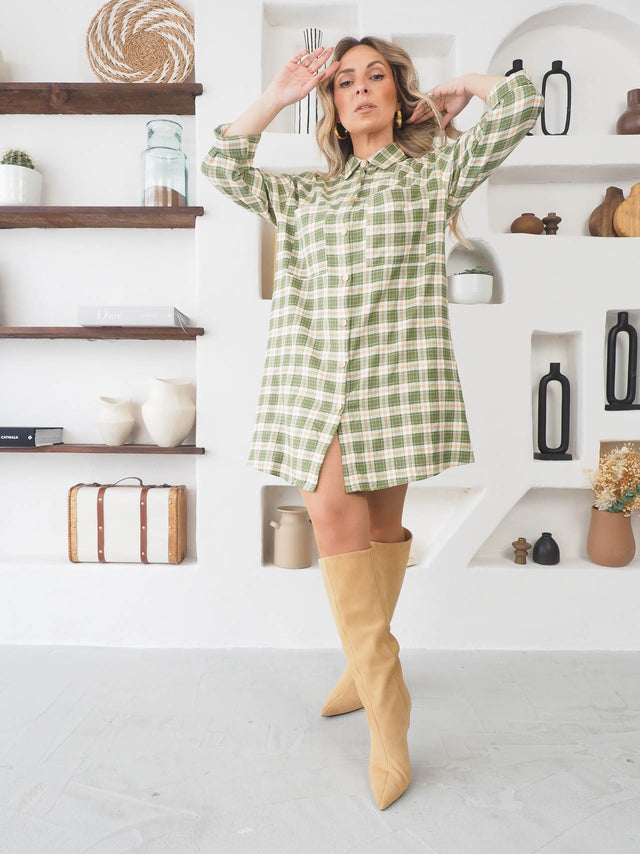Robe chemise à carreaux