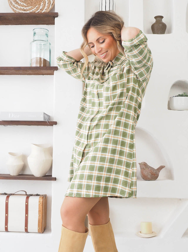 Robe chemise à carreaux