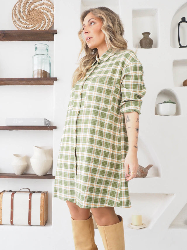 Robe chemise à carreaux
