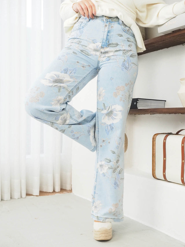 Pantalon large à fleurs