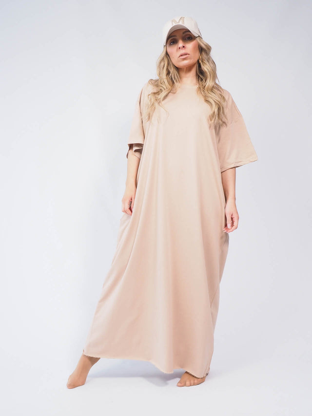 Vestidos: Vestido Básico felpa Mulher - Black Peach: 45.00 € | Cor / Color: cinzento, camel | Tamanho / Size: TU - Black Peach® - Primavera Verão 2024