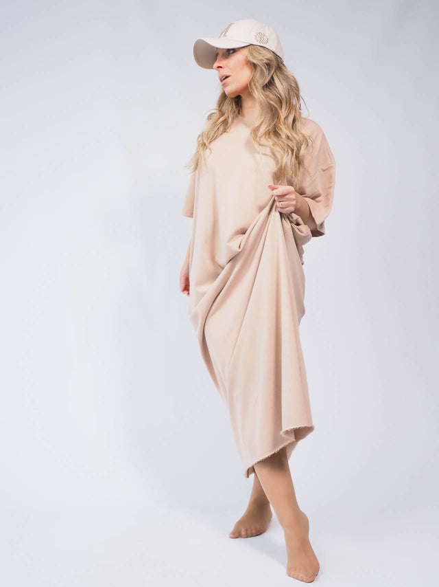 Vestidos: Vestido Básico felpa Mulher - Black Peach: 45.00 € | Cor / Color: cinzento, camel | Tamanho / Size: TU - Black Peach® - Primavera Verão 2024
