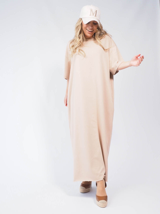 Vestidos: Vestido Básico felpa Mulher - Black Peach: 45.00 € | Cor / Color: cinzento, camel | Tamanho / Size: TU - Black Peach® - Primavera Verão 2024