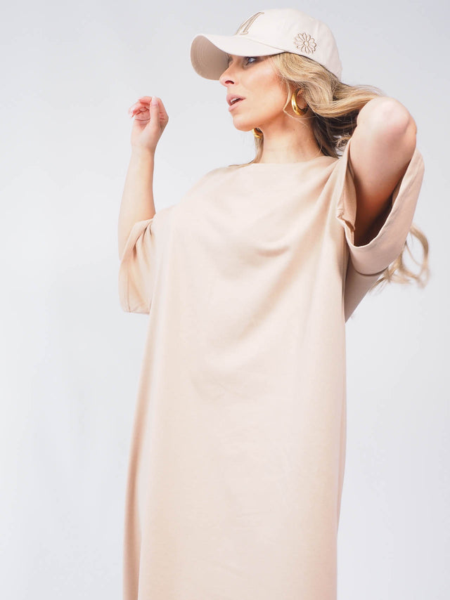 Vestidos: Vestido Básico felpa Mulher - Black Peach: 45.00 € | Cor / Color: cinzento, camel | Tamanho / Size: TU - Black Peach® - Primavera Verão 2024
