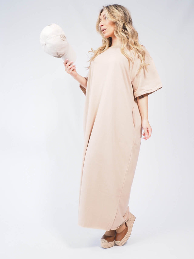 Vestidos: Vestido Básico felpa Mulher - Black Peach: 45.00 € | Cor / Color: cinzento, camel | Tamanho / Size: TU - Black Peach® - Primavera Verão 2024