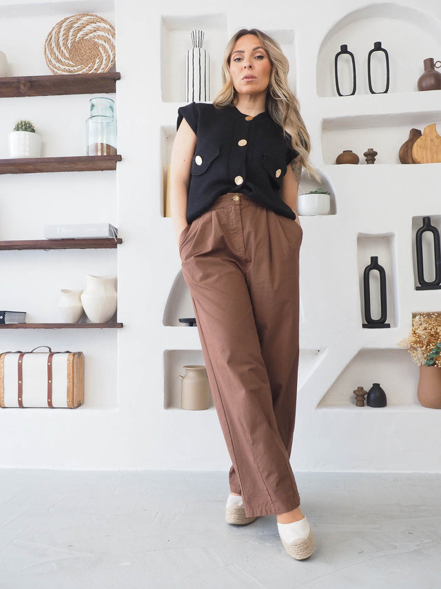 Pantalon large à plis