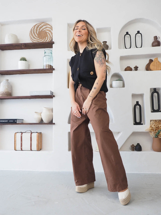Pantalon large à plis