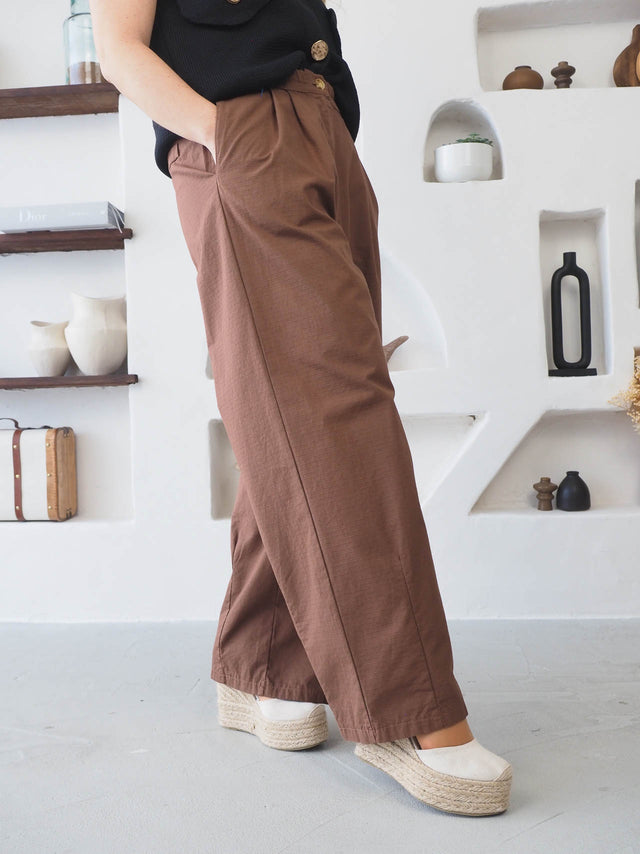 Pantalon large à plis
