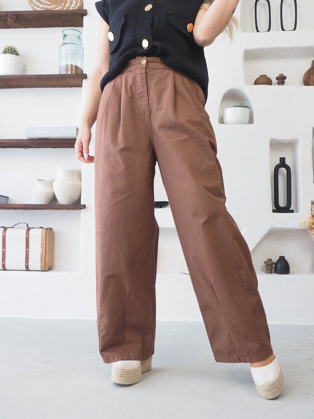 Pantalon large à plis