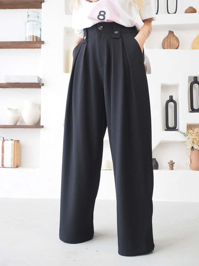 Pantalon plissé à boutons