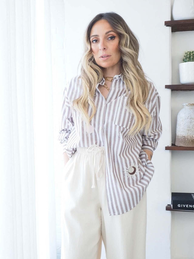 Striped Shirt with Embroidery