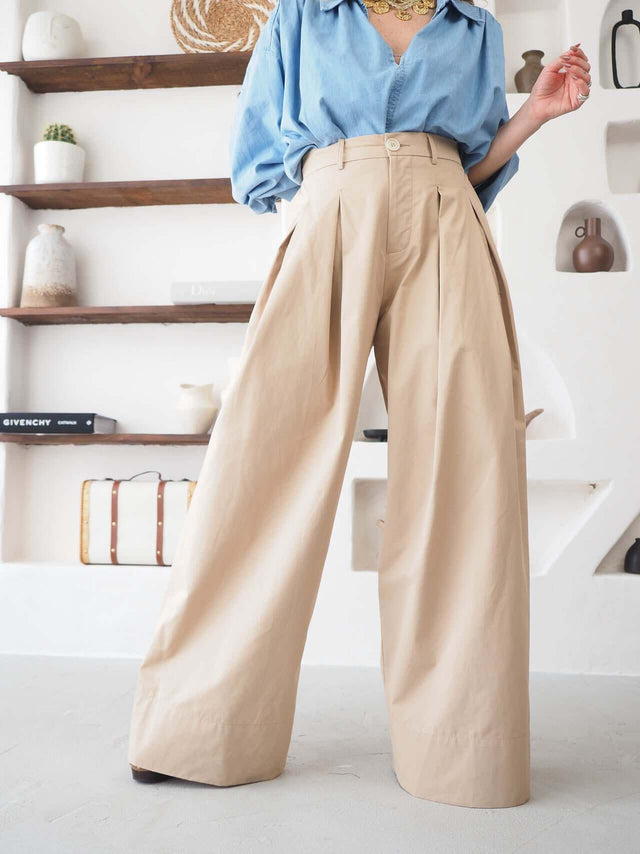 Calças Pantalona Com Pregas