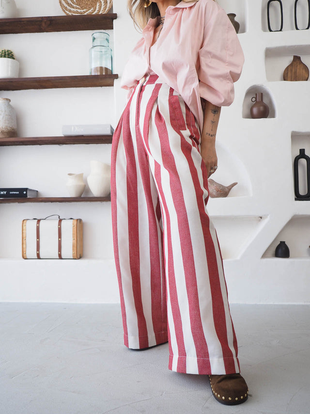 Calças Pantalona às Riscas