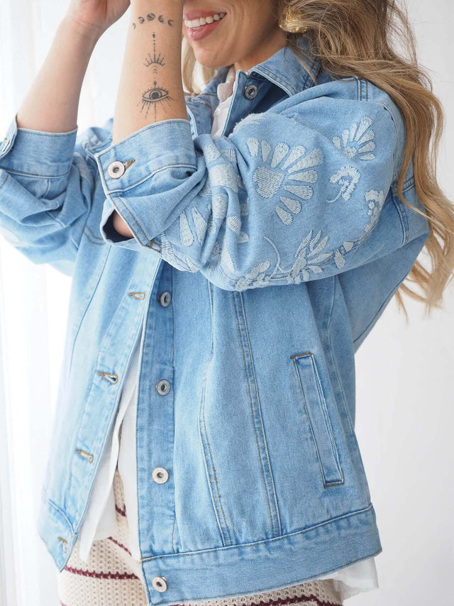 Denim Jacket with Embroidery
