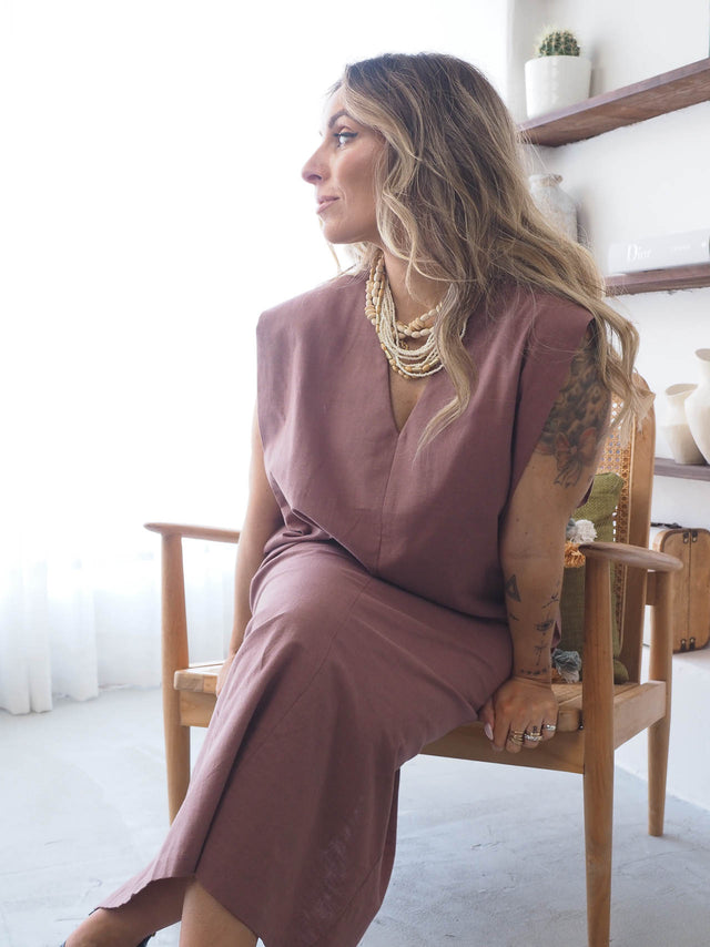 Long Dress in Linen and Cotton
