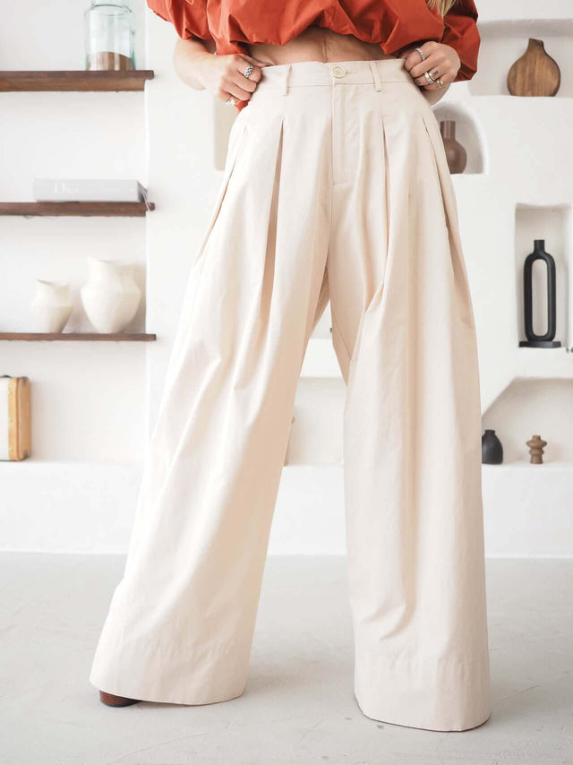 Calças Pantalona Com Pregas