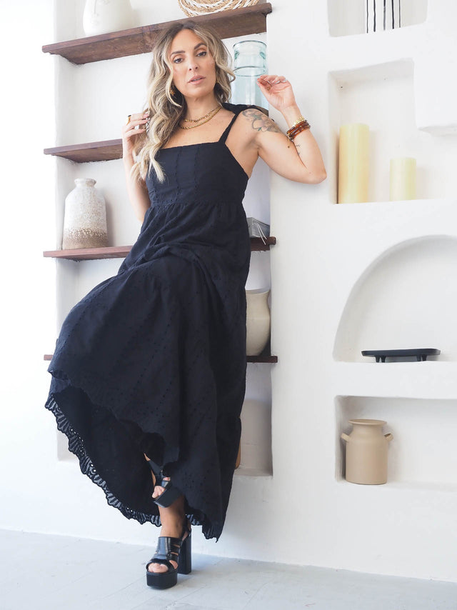 English Embroidery Strapless Dress