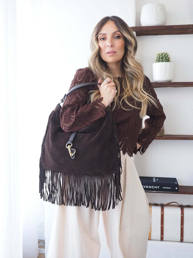 Sac à franges en cuir
