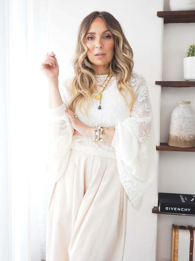 Lace Shirt with Poncho Effect