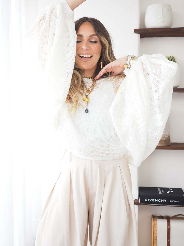 Camisola Renda Efeito Poncho