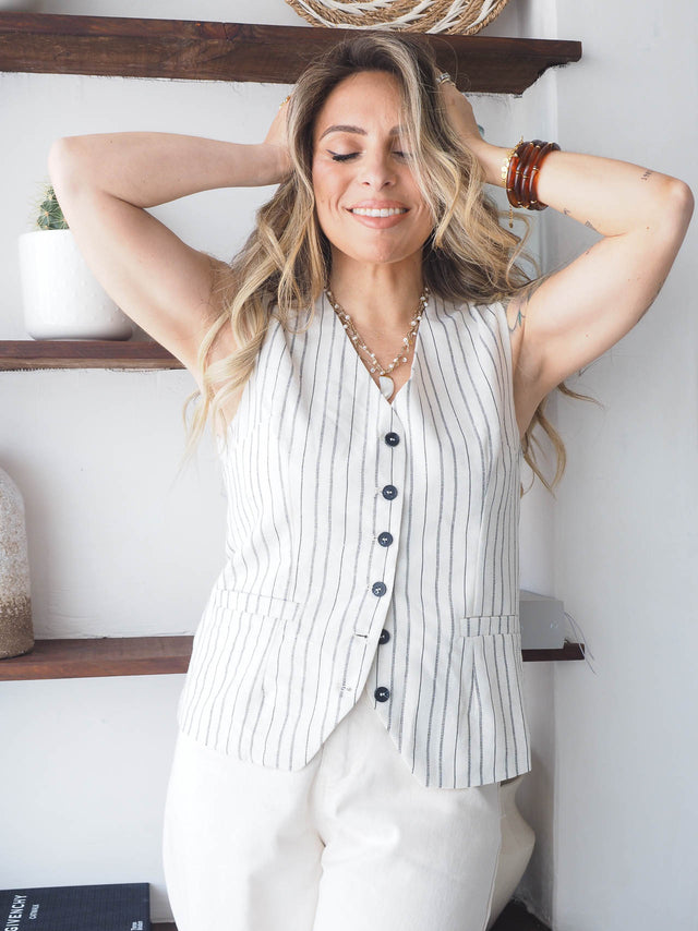 Striped Belted Vest