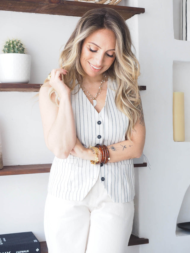 Striped Belted Vest