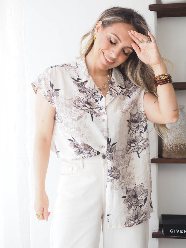 Camisa Estampada Manga Cava