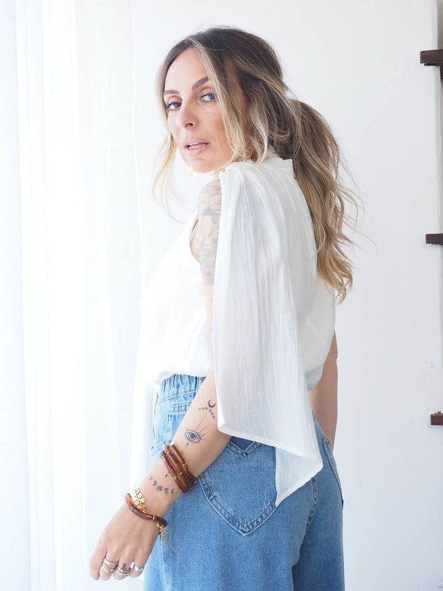 Blusa Manga Cava Com Lenço