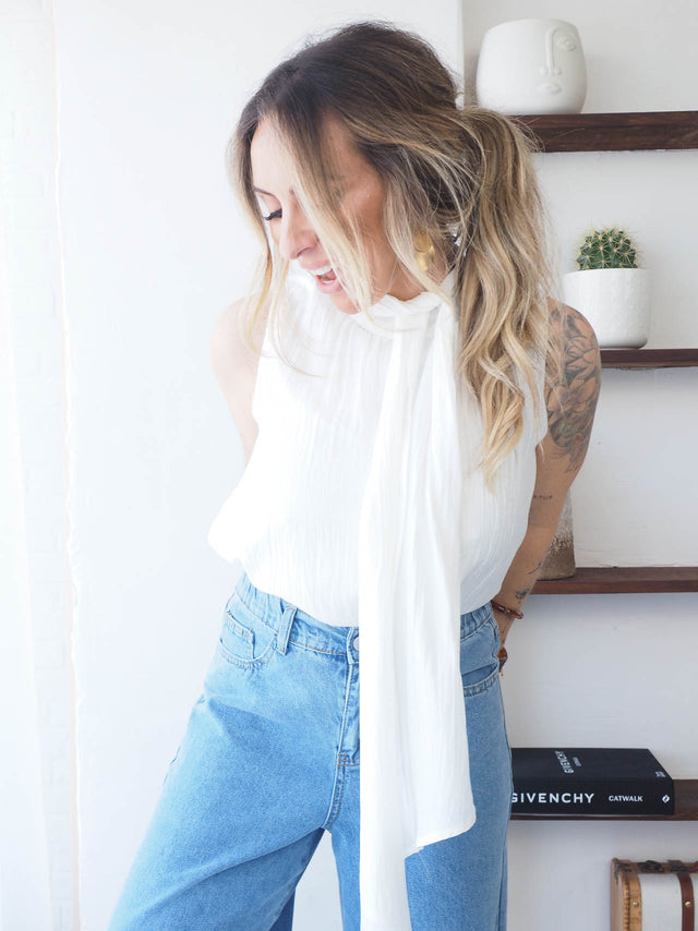 Blusa Manga Cava Com Lenço
