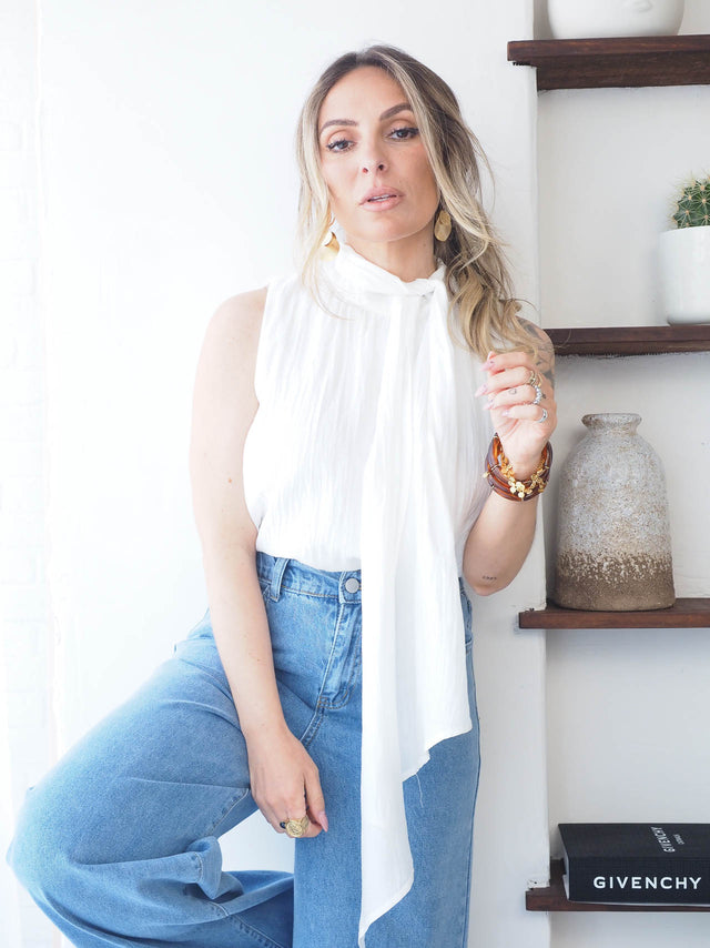 Blusa Manga Cava Com Lenço