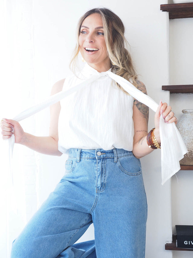 Blusa Manga Cava Com Lenço